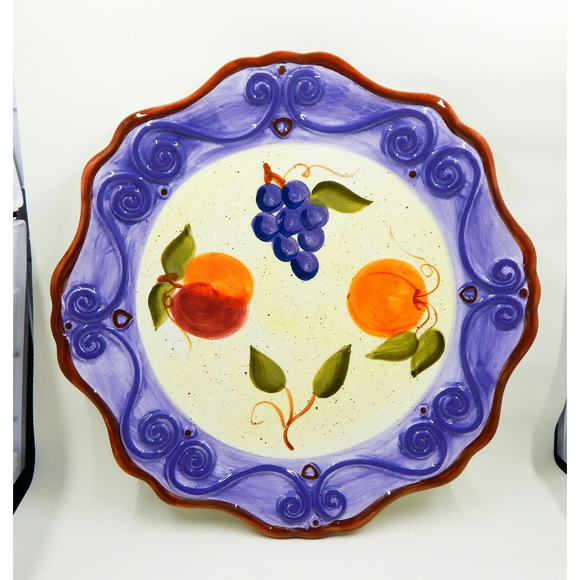 Tabletops Unlimited Hand-painted Medici Pattern Round Dinner Plate 11" - Picture 1 of 11